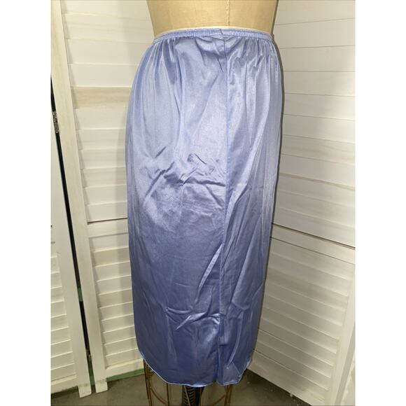 Vintage 90s Lily of France Blue Periwinkle Nylon 1/2 Slip 24.5” Long Sz Med - Picture 2 of 6